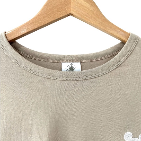Disney Women's Mickey Mouse Icon Long Sleeve Lounge Top tee M beige cotton NWT - Picture 5 of 9
